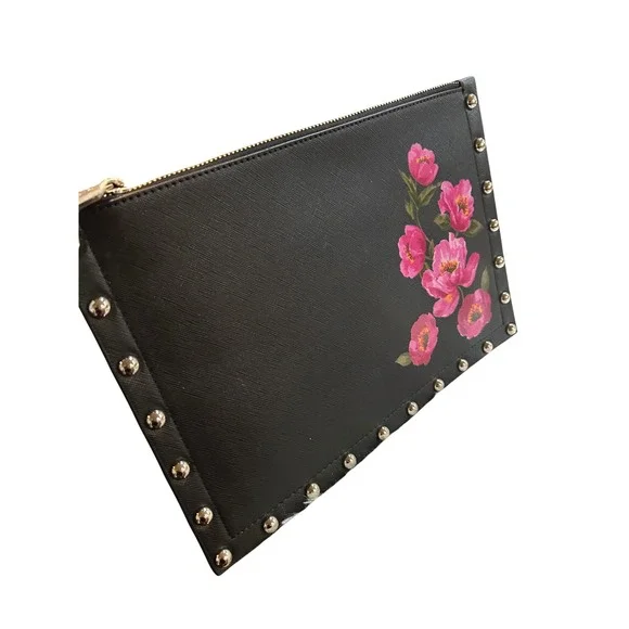 White House Black Market Floral Studded Embellished‎ Pouch Clutch - Picture 2 of 7